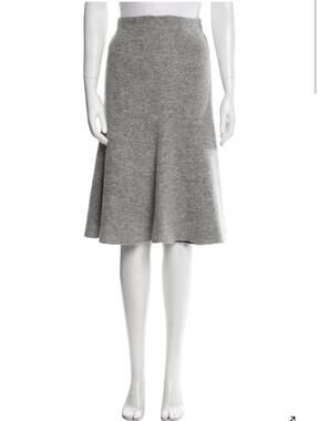 Nicholas Wool Skirt Gray Midi Knee Length Pleated US 2 Small